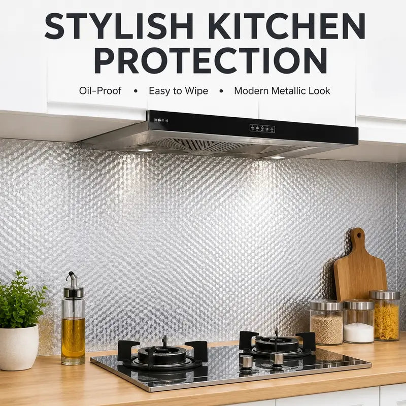 Self-Adhesive Aluminum Foil Kitchen Backsplash & Shelf Liner Paper