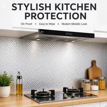 Self-Adhesive Aluminum Foil Kitchen Backsplash & Shelf Liner Paper