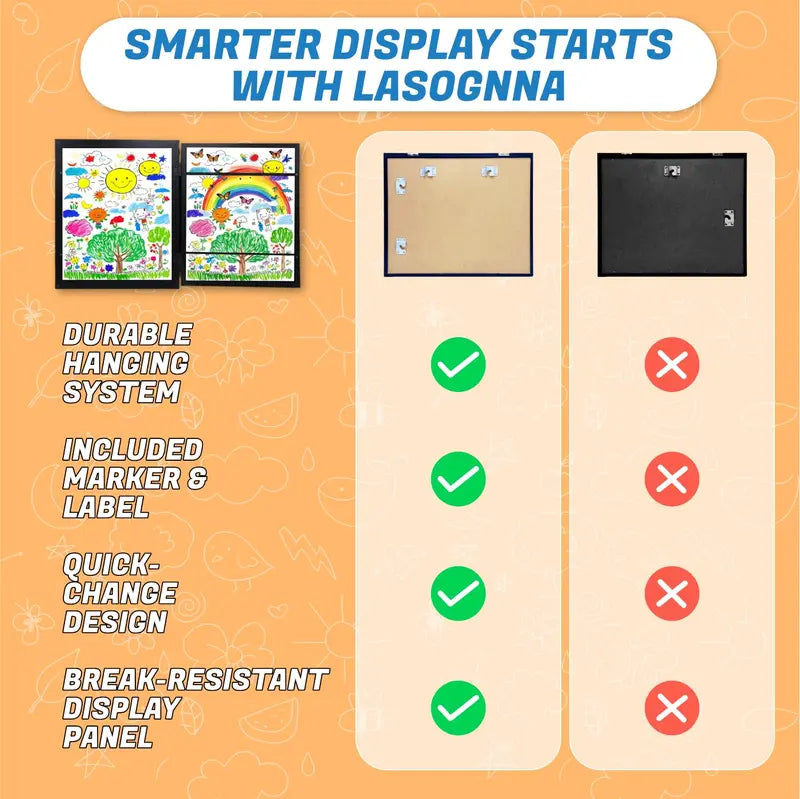 Changeable Kids Art Frame – Display Today's Masterpiece & Store Up To 50 Drawings Instantly