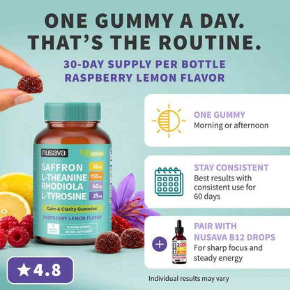 Saffron + L-Theanine Gummies for Daily Calm & Focus