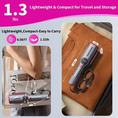 2-in-1 Smart Handheld Steamer & Iron with LCD Temp Control