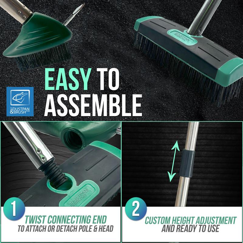 3-in-1 Weeding Brush – Long-Handle Wire Scraper for Patios, Driveways & Paving Gaps