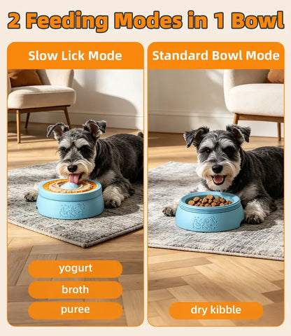 Anti-Spill Slow Feeder & Leak-Proof Detachable Dog Bowl