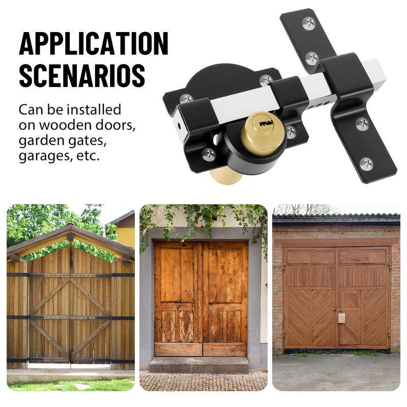 Double-Sided Barn Door Lock—Weather-Resistant Security Lock for Gates, Sheds, and Wooden Doors