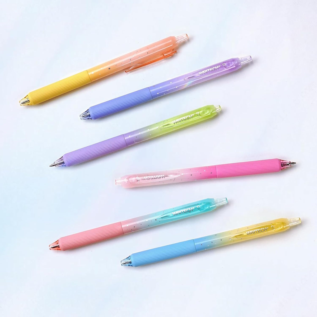 Aesthetic Gradient Gel Pens - Silent Click & Quick Dry Black Ink | 2 Pack per Set