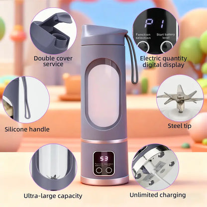 12-Blade Cordless Portable Blender with Smart LED Display for Shakes & Smoothies