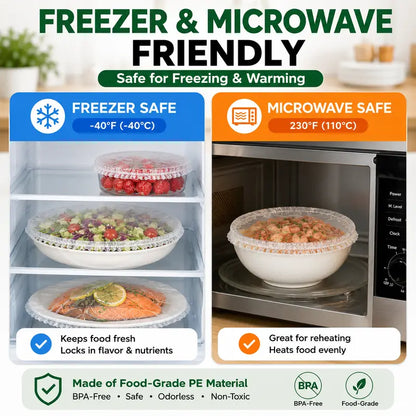 100Pcs Elastic Food Covers – Instant Stretch Seal for Ultimate Freshness