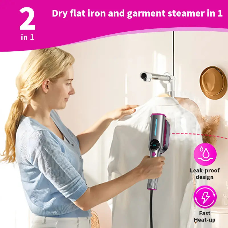 2-in-1 Smart Handheld Steamer & Iron with LCD Temp Control