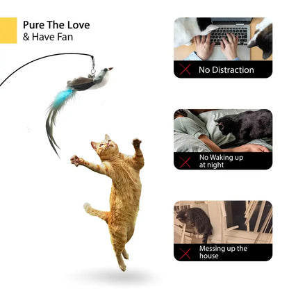 Interactive Feather Teaser Wand & Automatic Motion Cat Toy Set