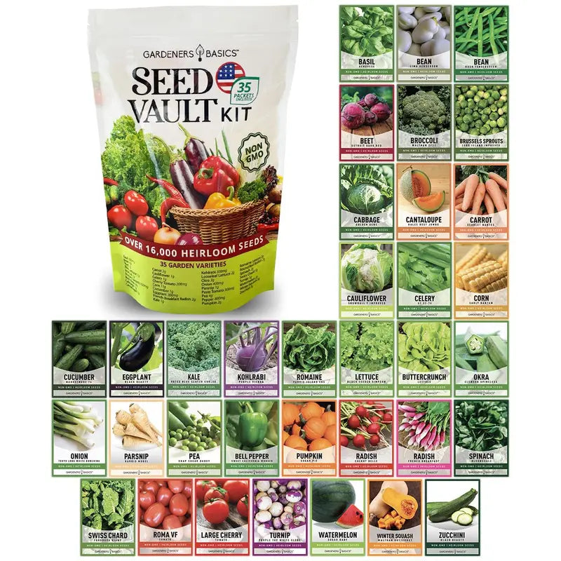 16,000+ Non-GMO Survival & Garden Vegetable Seed Vault