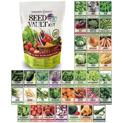 16,000+ Non-GMO Survival & Garden Vegetable Seed Vault