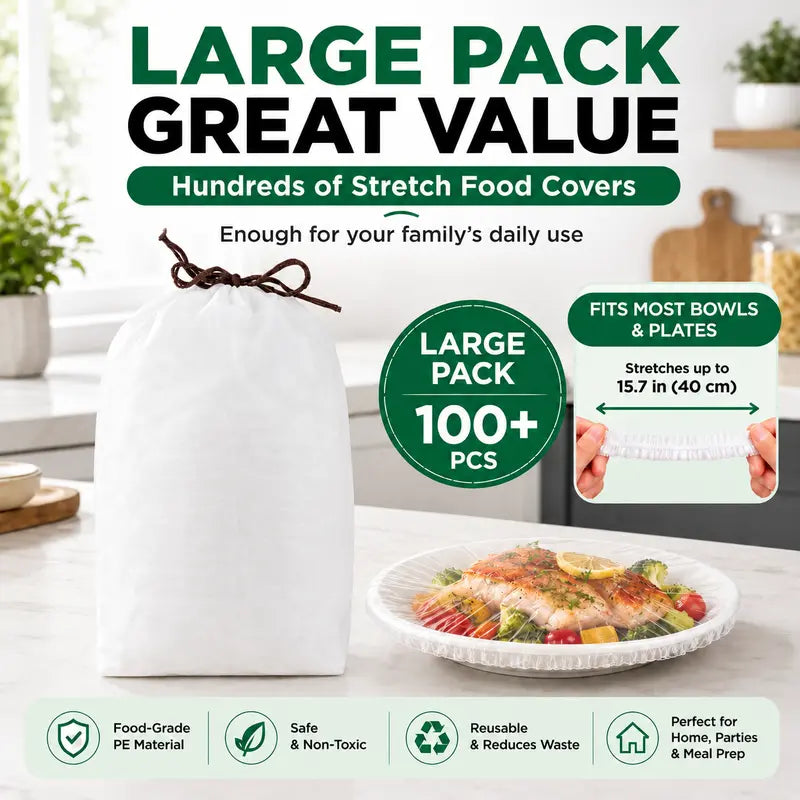 100Pcs Elastic Food Covers – Instant Stretch Seal for Ultimate Freshness