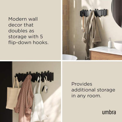 Decorative Wall-Mounted Coat Rack with Retractable Hooks
