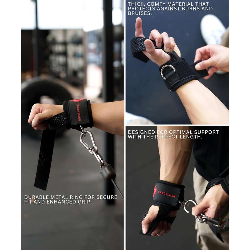 Heavy-Duty D-Ring Lifting Straps – Instant Grip Lock & Cushioned Wrist Support