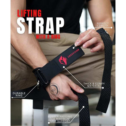 Heavy-Duty D-Ring Lifting Straps – Instant Grip Lock & Cushioned Wrist Support