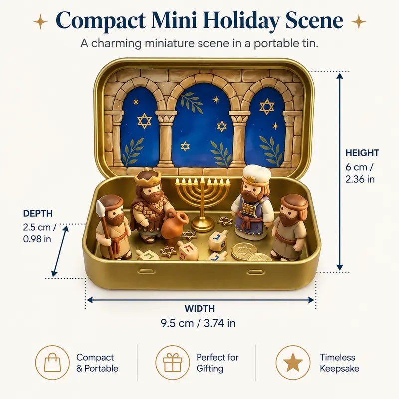 Miniature Nativity Set In A Tin Box