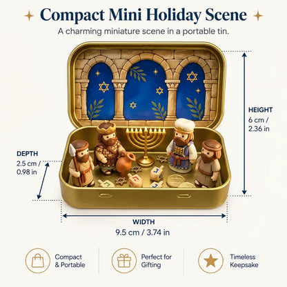 Miniature Nativity Set In A Tin Box