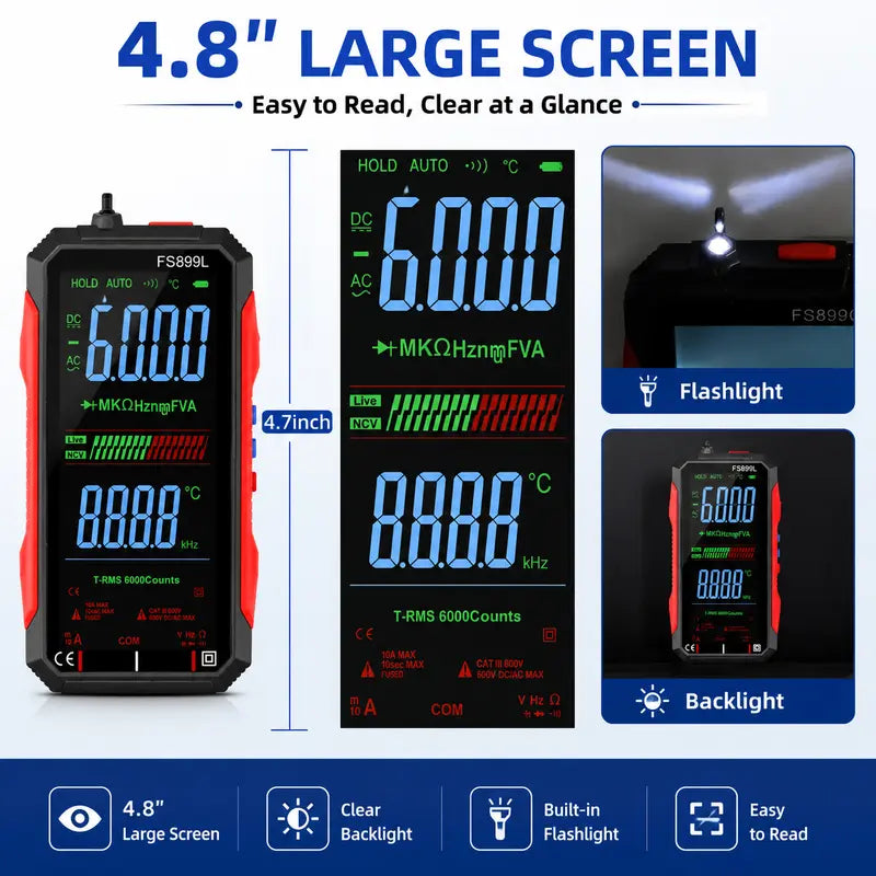 Smart Digital Multimeter with True RMS & USB Display