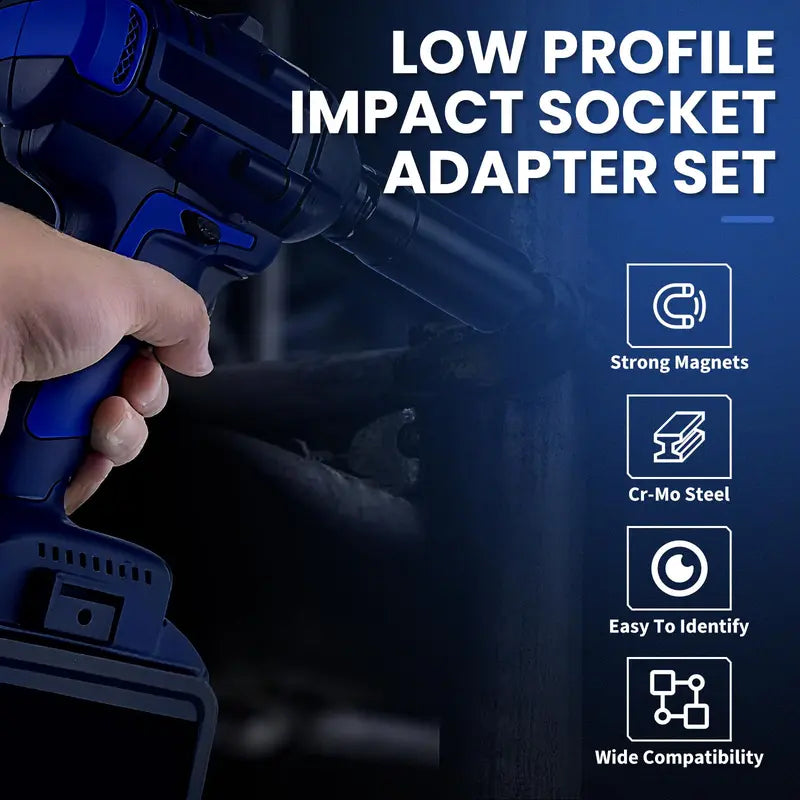 Ultra-Compact Low Profile Impact Socket Adapter Set