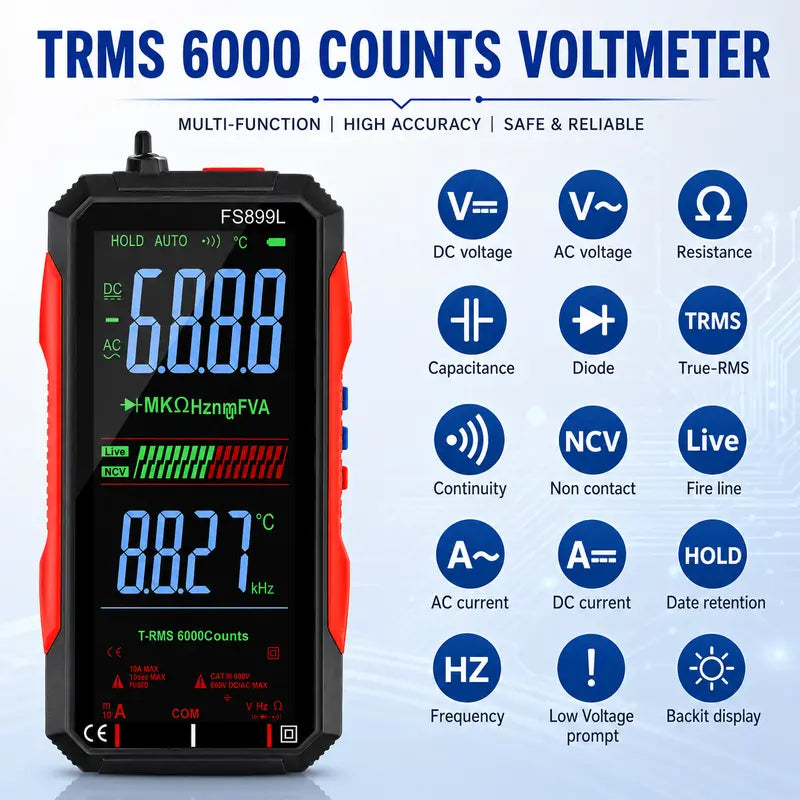 Smart Digital Multimeter with True RMS & USB Display