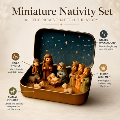 Miniature Nativity Set In A Tin Box