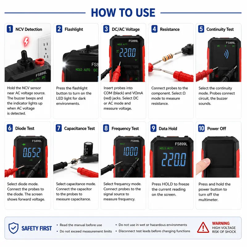 Smart Digital Multimeter with True RMS & USB Display