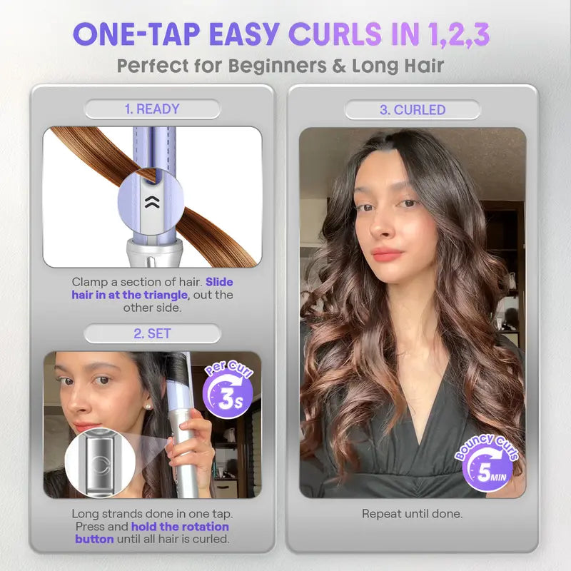 One-Touch Airflow Styler: Effortless Auto-Rotating Curls & Instant Cool-Lock