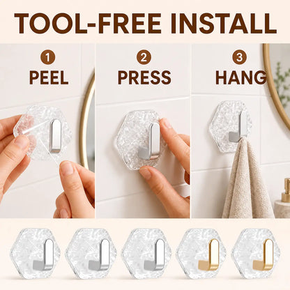 Luxury Crystal Self-Adhesive Wall Hooks – No Drilling Heavy Duty Adhesive Holders