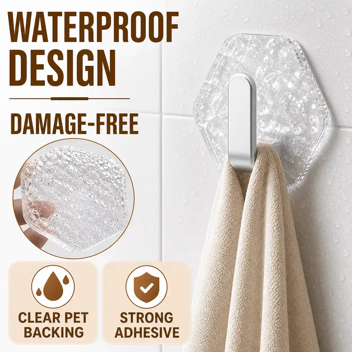 Luxury Crystal Self-Adhesive Wall Hooks – No Drilling Heavy Duty Adhesive Holders