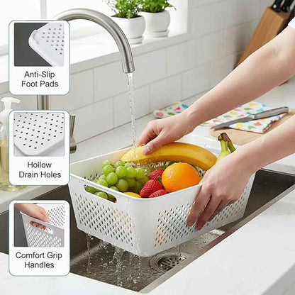 Keep Produce Fresh 3x Longer With Built-In Rinse & Strain Colanders