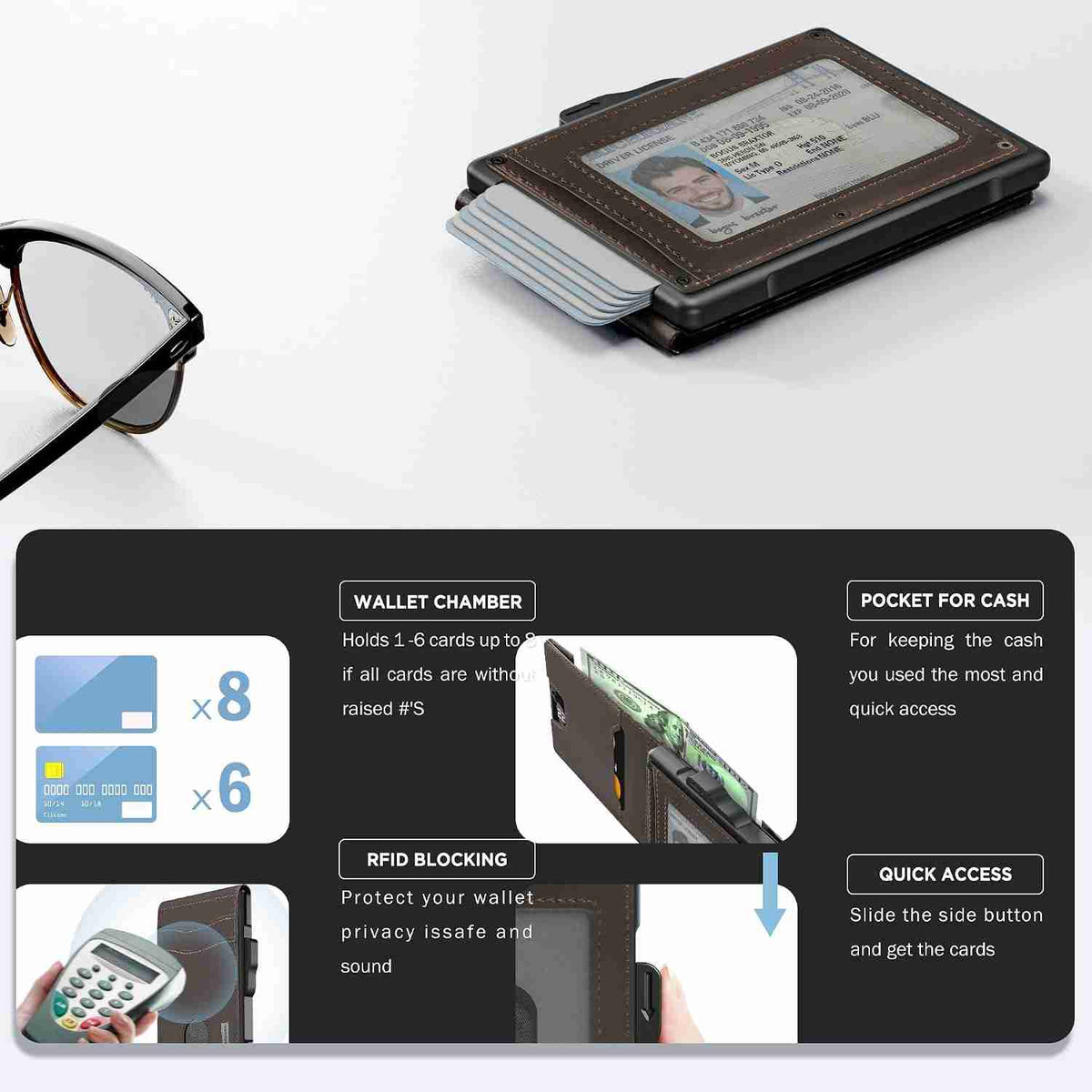 Instant Pop-Up Smart Wallet with RFID Blocking Security