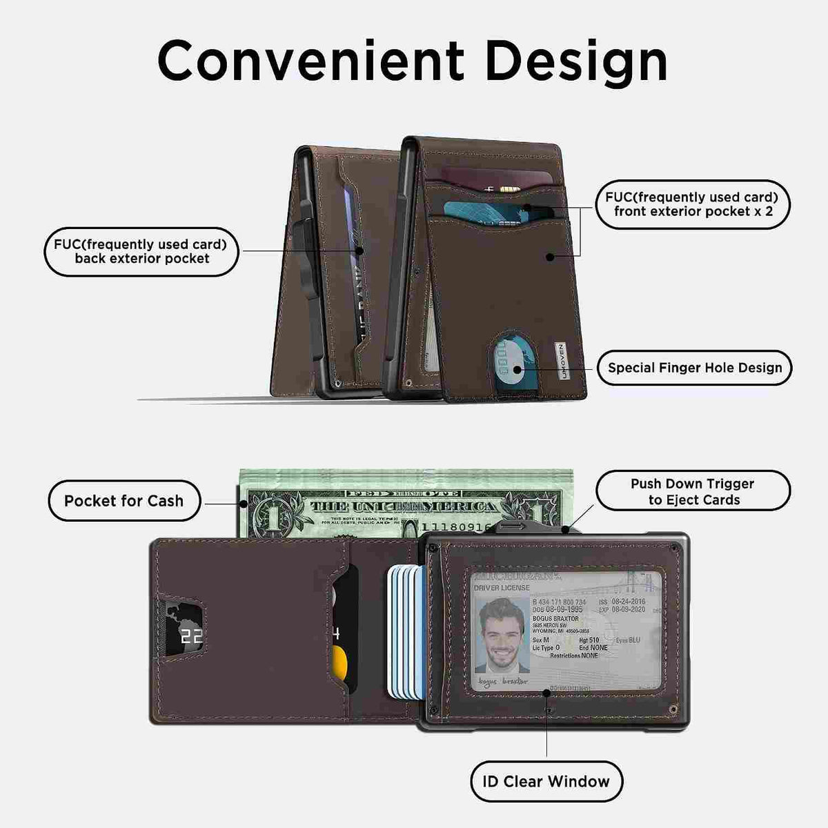 Instant Pop-Up Smart Wallet with RFID Blocking Security